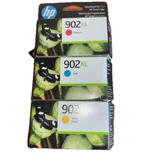 HP 902XL Ink Cartridges Lot 3 Cyan Magenta Yellow Genuine Original High Yield