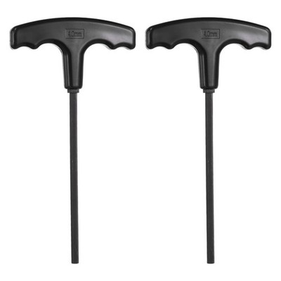 2 Pcs T-Handle Hex Key Wrenches 4mm Metric Long Arm Black T-Key Hexagon Wrench