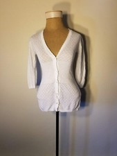 Absolutely Creative Worldwide White Soft Knit Cardigan 3/4 Sleeve Size Medium