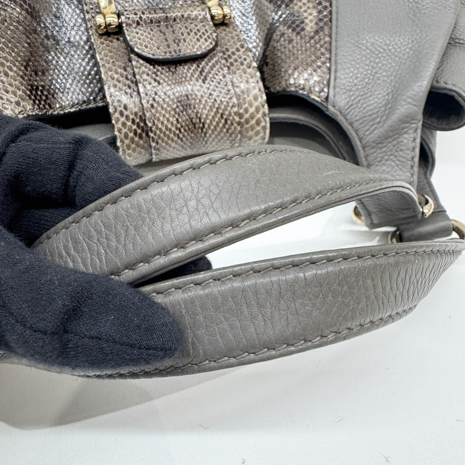 GUCCI Stirrup Brown Python Embossed Leather Shoul… - image 8