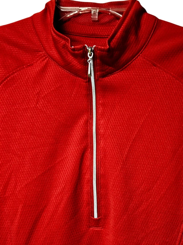 A3-C67-054 Guijarro Playa Rojo Manga Larga Malla Cuarto Cremallera Talla Mediana. Foto 2 de 4