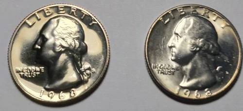 1968D BU And 1968S Proof  Washington Quarter.