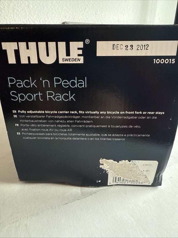 Thule Pack N Pedal Sport Rack Rear Or Front Cargo Rack, New In Box