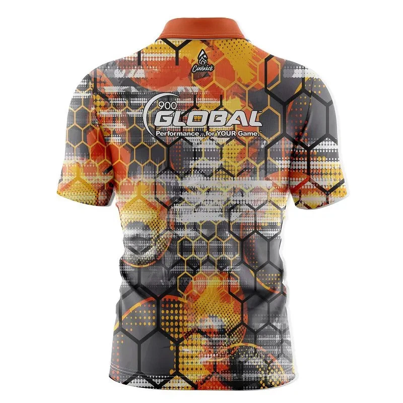 900 Global Fire Honeycomb Quick Ship CoolWick Sash Zip Bowling Jersey