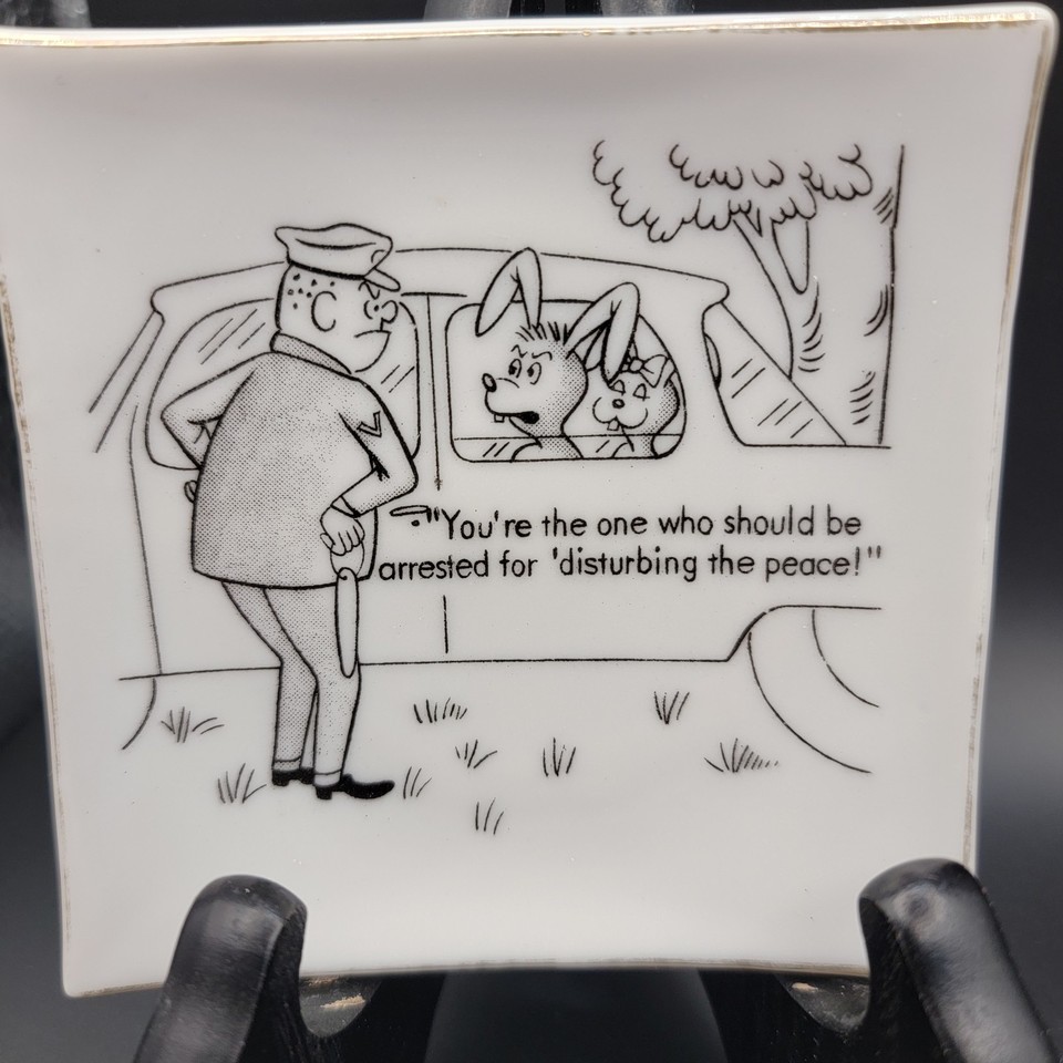A vintage Made-in-Japan cartoon bunny dish from the 'Hare Raisers' series — cheeky rabbit pun humor with genuine mid-century novelty kitsch charm.