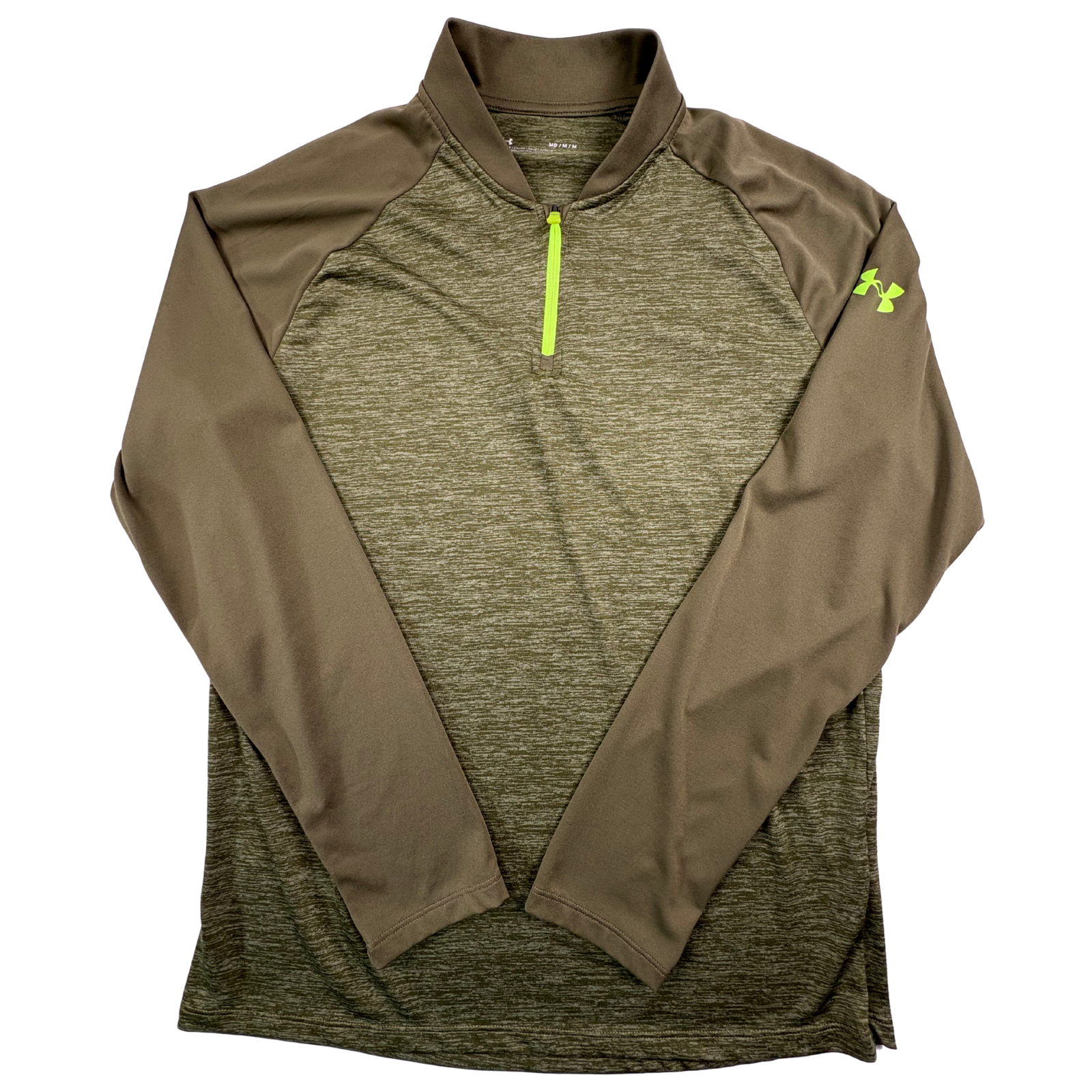 Under Armour 1/4 Zip Pullover Mens Medium Green Colorblock Long Sleeve Athletic