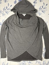 Athleta Purana Wrap Hooded Sweatshirt, Stretchy Sleeves Thumb Holes Grey SIZE XS