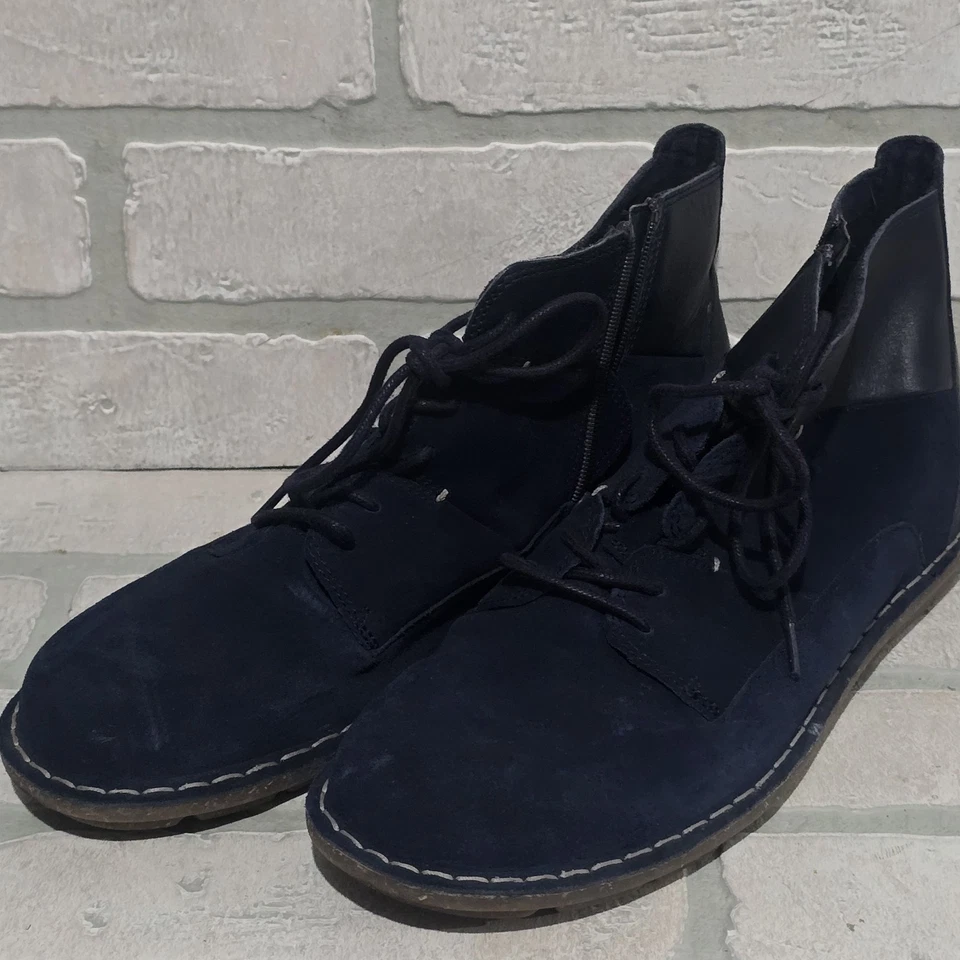 Botines Clarks para mujer azul marino borroso gamuza cuero con cordones cremallera talla 9,5 Foto 2 de 4