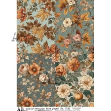 Fall Floral Quad | A4 Rice Paper | Paper for Decoupage | AB Studios