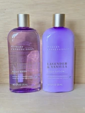 1-MODERN EXPRESSIONS “Lavender & Vanilla” Body Wash & Body Lotion-Sealed 12oz Ea