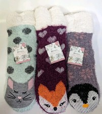 Pack Of 3 Woman's Lurex Critter Slipper Sock Size S-M 1341