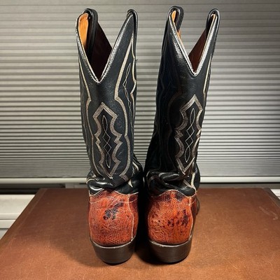 J Chisholm Mens Vintage Teju Lizard Embossed Leather Cowboy Boots 53455 J Chisholm Vintage Teju Lizard Black Leather Cowboy Boots  main image 4