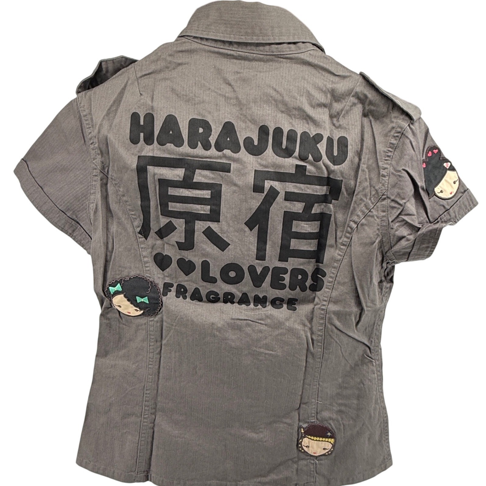 Harajuku Lovers Canvas Shirt 2-Sided Girl Patches Gwen Stefani Y2K  Medium