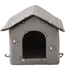 Weatherproof Outdoor Cat House with Transparent Curtain - Insulated Shelter