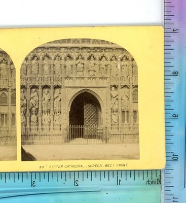 Exeter Cathedral Screen West Front Devon England W. Spreat Stereoview c1860