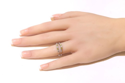 14k white gold .56ct diamond ring 2 wedding band jacket guard enhancer 4.6g SZ7 - Imagen 9 de 9