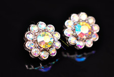 10X Colorful Sparkling Rhinestone Crystal Flower Leathercraft Belt Conchos 14mm