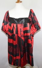 VTG NWT Lane Bryant Venezia Red Black Drop Collar Top Made in USA Womens 22/24