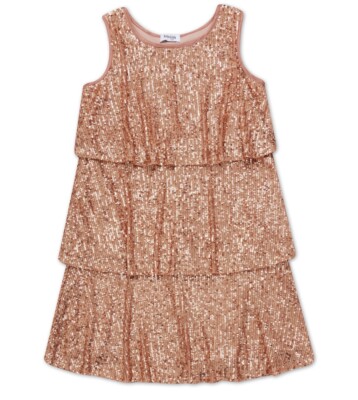 speechless gold sequin dress Speechless Big Girls Rose Gold Tiered Sequin Dress - Rose Gold-Tone