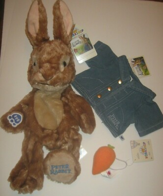 Build-A-Bear Workshop PETER RABBIT Bunny Plush with JEAN JACKET Carrot Accessory