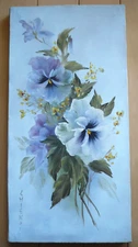 CHIEKO AMADON, COLLECTIBLE JAPANESE ARTIST VINTAGE OIL FLORAL FLOWERS CANVAS 70s