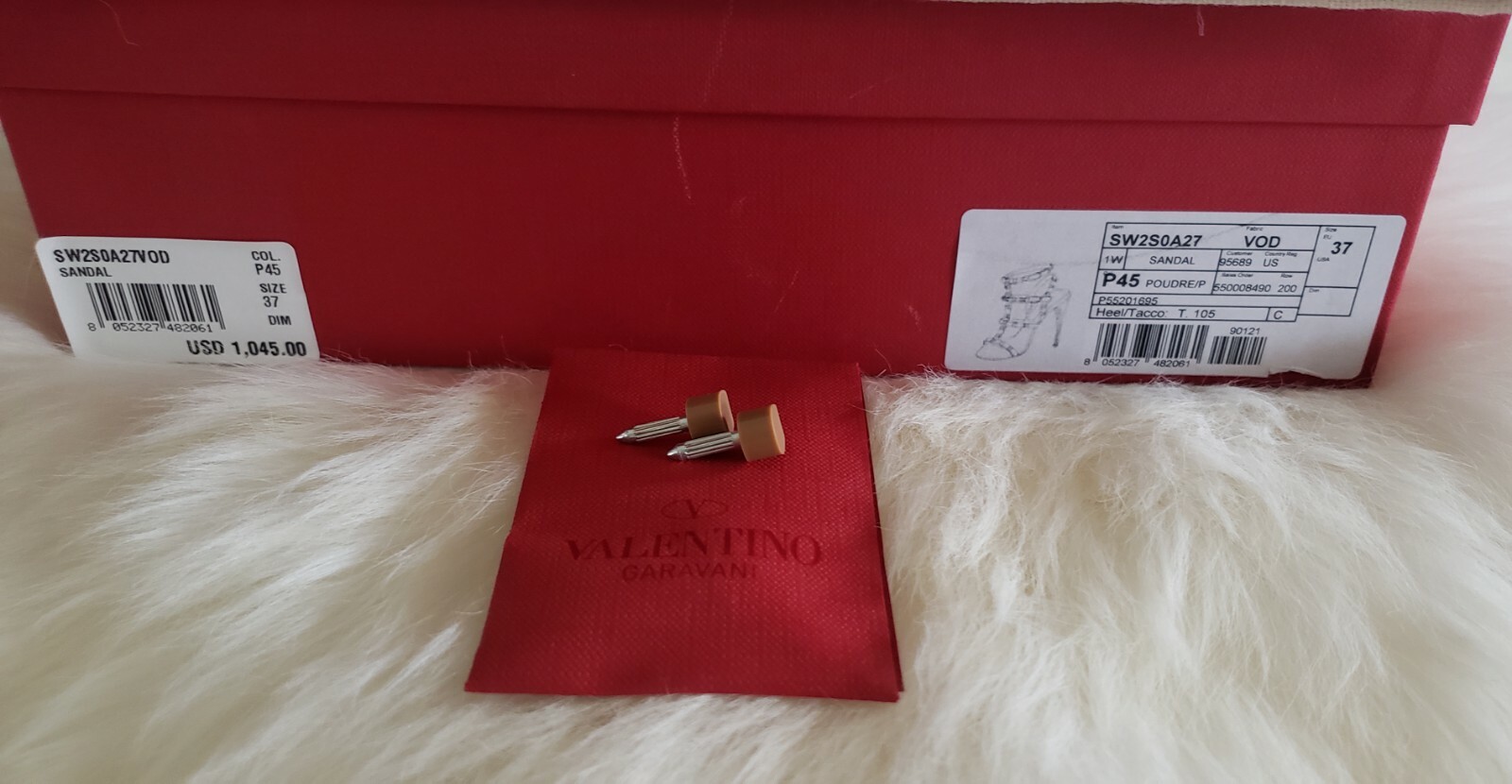 Valentino Garavani Rockstud Calfskin Ankle Strap High Heels Shoes US 7 Poudre 37 thumbnail 5