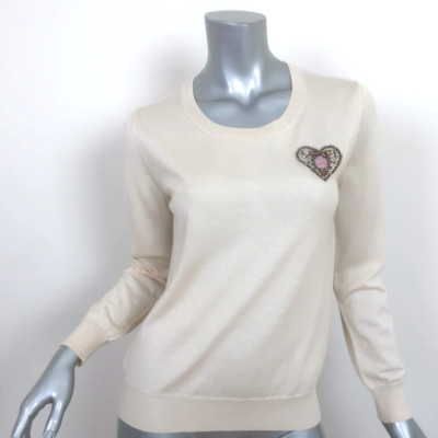 Christian Dior Beaded Heart Sweater Ivory Cashmere-Silk Size 40 | eBay
