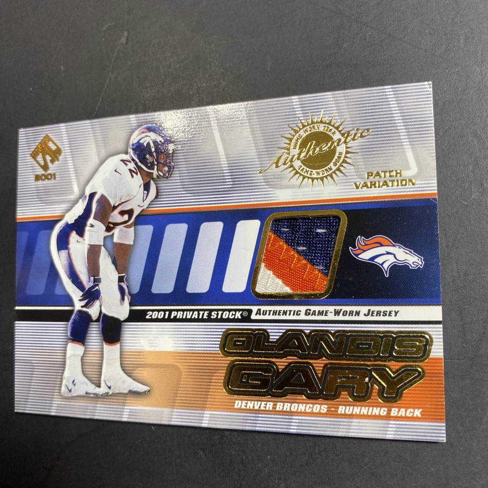 2001 PACIFIC PRIVATE STOCK OLANDIS GARY NFL GAME-WORN PATCH RELIC #/225 3 COLOR - Image 3 of 4