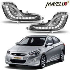 LED Fog Lights +DRL For 2012-17 Hyundai Accent Sedan/Hatchback Front Bumper Lamp