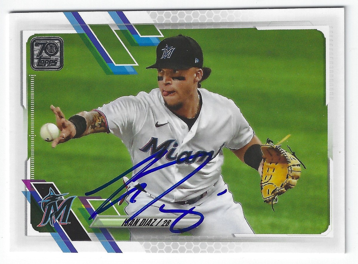 ISAN DIAZ MIAMI MARLINS SIGNED BASEBALL CARD SAN FRANCISCO GIANTS