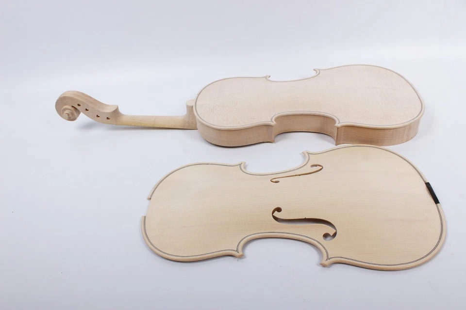 New 4/4 Violin unfinished Flame Maple Spruce wood Unglue Violin Parts Maker - Image 3 of 4