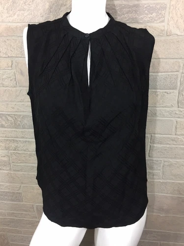 Ann Taylor Black Sleeveless Blouse Keyhole Top Size S