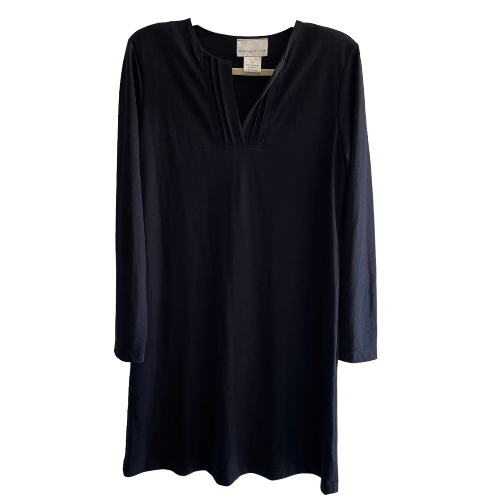 Susan Graver Black Long Sleeve Jersey Knit Minimalist Dress Women's Size  Medium | eBay