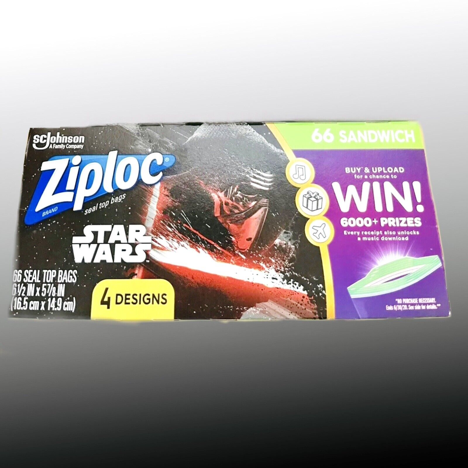 Ziploc Storage Bags, Slider, Quart, Star Wars 30 Ea, Food Storage Bags
