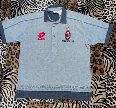 vtg LOTTO MILAN AC 1899 Opel Gray Polo Football Soccer Shirt vtg LOTTO MILAN AC 1899 Opel Gray Polo Football Soccer Shirt