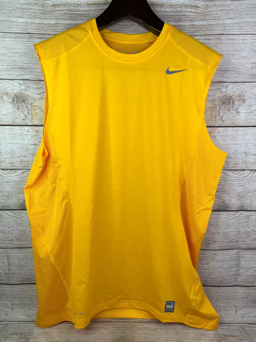 Nike Pro Cool University Gold Fitted Compression Sleeveless Shirt XLT Tall