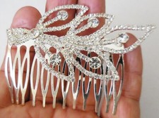 VINTAGE SILVERPLATE HAIR CLIP LOADED SPARKLING RHINESTONES VICTORIAN NR