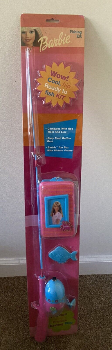 2002 Shakespeare Barbie Casting Rod &Reel Children's Fishing Kit Fun Box  w/frame