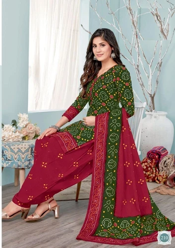 Indian Pakistani Womens Printed Crepe Suit Dress Stitched Salwar Kameez Shalwar