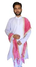 Men Dupatta Sherwani Wedding Stole Indian Traditional Groom Handmade Silk Pink