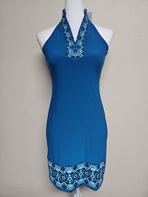 NWT WHITE HOUSE BLACK MARKET Women's Dress V-Neck Stretch Blue Color.Size  XXSP | eBay