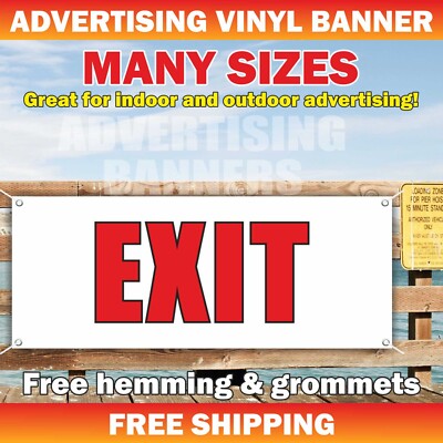 EXIT Advertising Banner Vinyl Mesh Sign entrance parking shop fireman warning