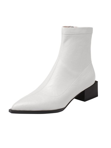Stivaletti donna moda punta tacco medio cerniera stivaletti allungati JWK - Foto 15 di 15