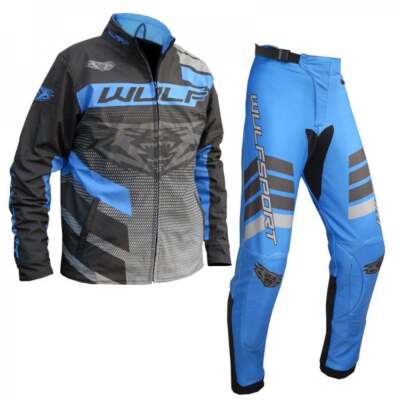 Wulfsport Adults Matrix Motorcycle Trials Jacket & Pants Kit - Blue