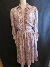 LADIES VINTAGE LG 50'S 60'S TWO PIECE CAMPUS CASUAL TWO PIECE SKIRT SET FLORAL.