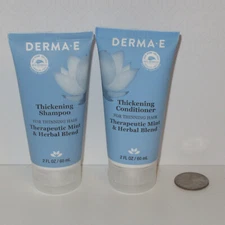 NEW Derma-E Thickening Shampoo & Conditioner 2oz 60ml EACH Travel Size