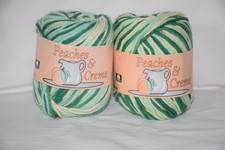 Lot 2 Skeins Peaches  Creme 4 Ply 100 Cotton Yarn Shades of Green 168