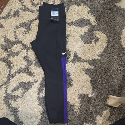 Nike One Dry Training Tights Crop 22'' Black, Purple Women's Medium NICE
