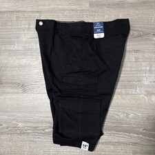 George Men's Cargo Shorts, Size 38, Flat Front, 14" Inseam, Pockets, Black