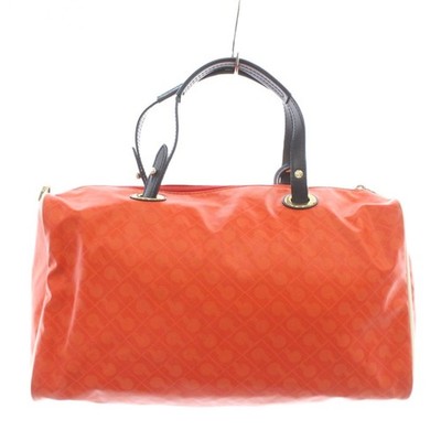 GHERARDINI Softy Boston Bag Hand Shoulder 2WAY Logo All Over Pattern Orange/XZ